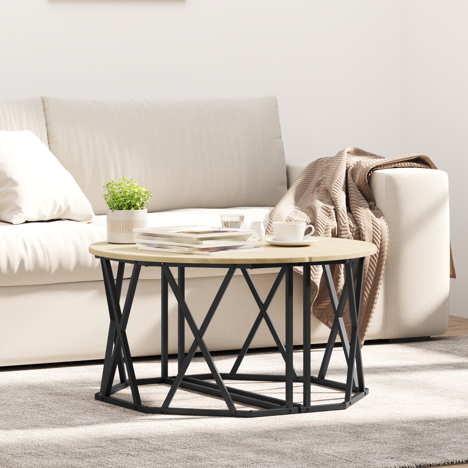 868250_1.jpg vidaXL Konferenčný stolík Sonoma dub 80 x 80 x 42 cm – Obrázok 1