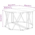 vidaXL Konferenčný stolík v dymenom dube 80x80x42 cm, vyrobený z drevovláknitej dosky – Obrázok 10