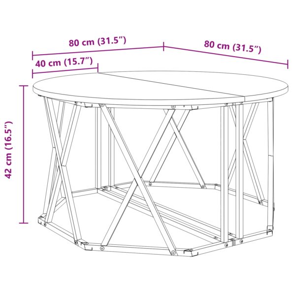vidaXL Konferenčný stolík v dymenom dube 80x80x42 cm, vyrobený z drevovláknitej dosky – Obrázok 10