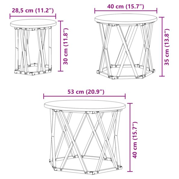 vidaXL Hniezdiace vedľajšie stolíky 3 ks Sonoma Dub Drevotriesková doska – Obrázok 12