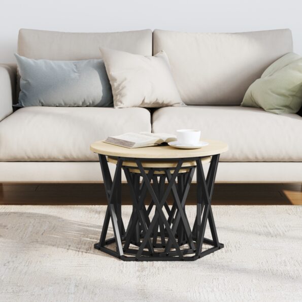 vidaXL Hniezdiace vedľajšie stolíky 3 ks Sonoma Dub Drevotriesková doska – Obrázok 4