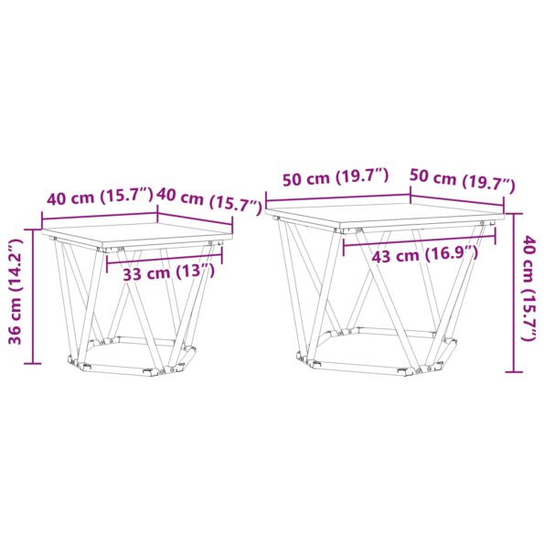 vidaXL Bočné Stoly 2 ks Čierny Dub Zosilnené Drevo – Obrázok 9
