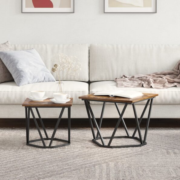 vidaXL 2-dielna súprava bočných stolíkov dymený dub z inžinierstva – Obrázok 4