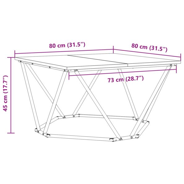 vidaXL Konferenčný stolík Čierny Dub 80x80x45 cm Zhotovený z dreva – Obrázok 10