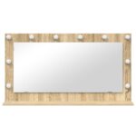 vidaXL Zrkadlo na toaletný stolík Drevené zrkadlo Sonoma MDF, Sklo – Obrázok 3