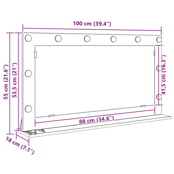 vidaXL Zrkadlo na toaletný stolík Betónová sivá Betón 100 x 55 x 18 cm – Obrázok 9