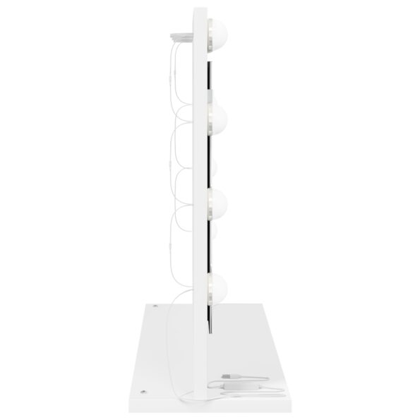 vidaXL Toaletné zrkadlo s LED svetlami biele 60x45x18 cm – Obrázok 4