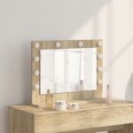 vidaXL Zrkadlo na líčenie Oregon Oak Kompozitné drevo, Sklo Štandard