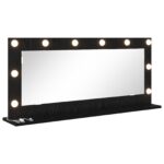 vidaXL Zrkadlo s LED svetlami Čierny dub 100x45x18 cm – Obrázok 2