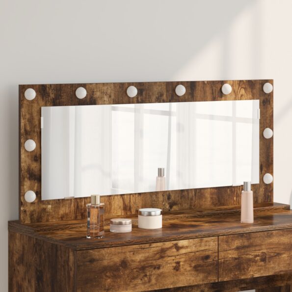 868329_1.jpg VidaXL Zrkadlo s LED svetlami, dymový dub 100x45x18 cm – Obrázok 1