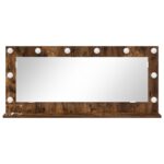VidaXL Zrkadlo s LED svetlami, dymový dub 100x45x18 cm – Obrázok 3
