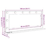 VidaXL Zrkadlo s LED svetlami, dymový dub 100x45x18 cm – Obrázok 9