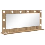 vidaXL Zrkadlo s LED osvetlením Artisan Oak 100x45x18 cm – Obrázok 2