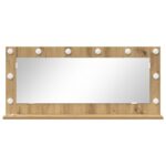 vidaXL Zrkadlo s LED osvetlením Artisan Oak 100x45x18 cm – Obrázok 3