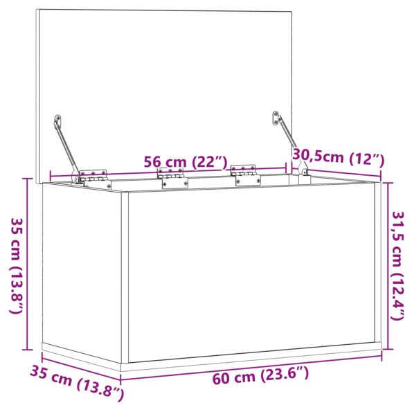 vidaXL Úložná Krabica s Viečkom Čierny Dub 60x35x35 cm Drevovláknitá Doska – Obrázok 11