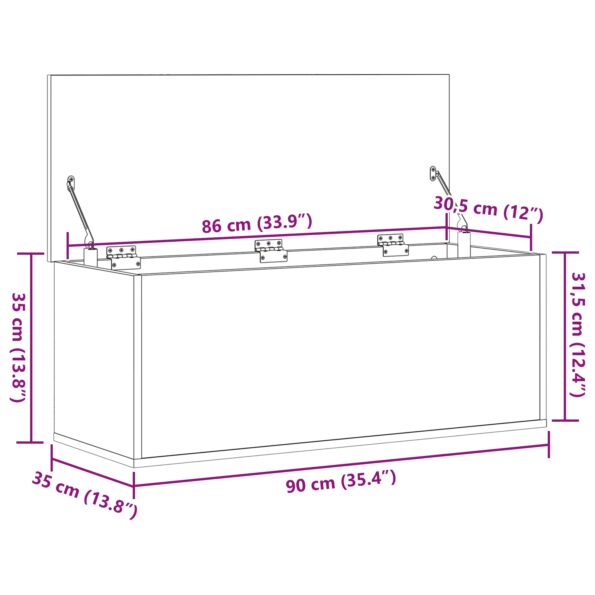 868712_10.jpg vidaXL Úložná truhla Artisan Dub 90x35x35 cm - Vyrobené z dreva – Obrázok 10