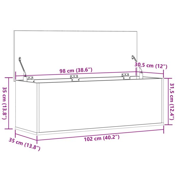 vidaXL Úložný box Artisan Oak 102x35x35 cm Zložený z drevotriesky – Obrázok 10