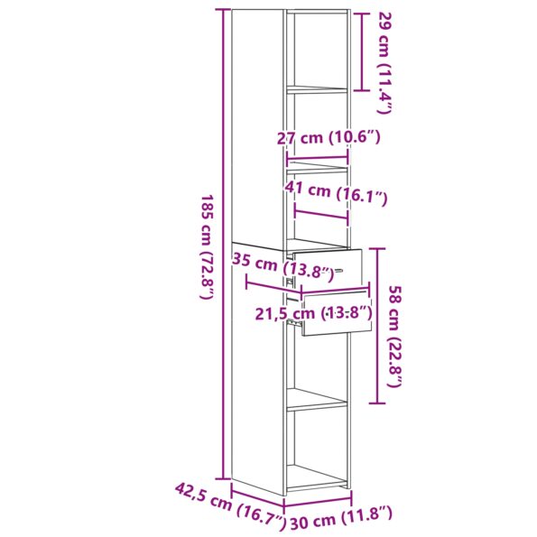 vidaXL Highboard Staré Dřevo 30x42,5x185 cm Stavebné Dřevo – Obrázok 12