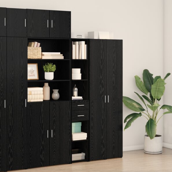 vidaXL Highboard Čierna Dub 30x42,5x185 cm Kompozitné Drevo – Obrázok 4