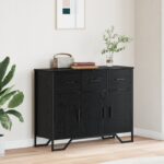 vidaXL Komoda čierna dubová 97x32,5x74,5 cm inžinierske drevo