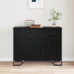 vidaXL Komoda čierna dubová 97x32,5x74,5 cm inžinierske drevo – Obrázok 4