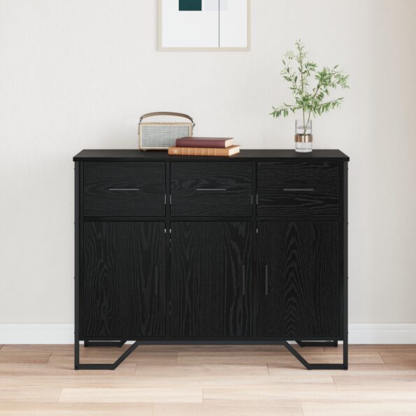 868778_4.jpg vidaXL Komoda čierna dubová 97x32,5x74,5 cm inžinierske drevo – Obrázok 4