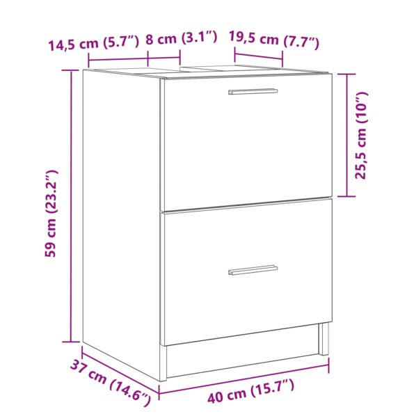 vidaXL Zásuvkový kabinet Dubový masív 40x37x59 cm Inžinierske drevo – Obrázok 13