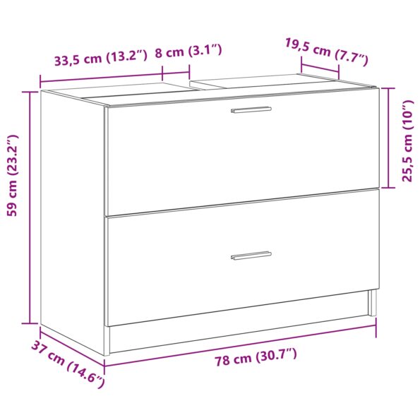 vidaXL Pult na umývadlo Staré drevo 78x37x59 cm Vyrobené drevo – Obrázok 13