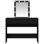 vidaXL Toaletný stolík so zrkadlom a LED svetlami čierny dub z inžinierskeho dreva – Obrázok 6