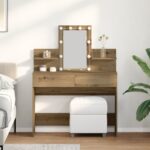 vidaXL Toaletný stolík s LED Artisan Dub 100x40x130 cm