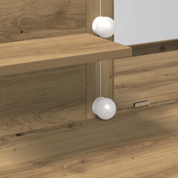 vidaXL Toaletný stolík s LED Artisan Dub 100x40x130 cm – Obrázok 9