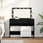 vidaXL toaletný stolík s LED čierny dub 100x40x120 cm