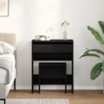 vidaXL Toaletný stolík s zrkadlom čierny dubový drevotrieska