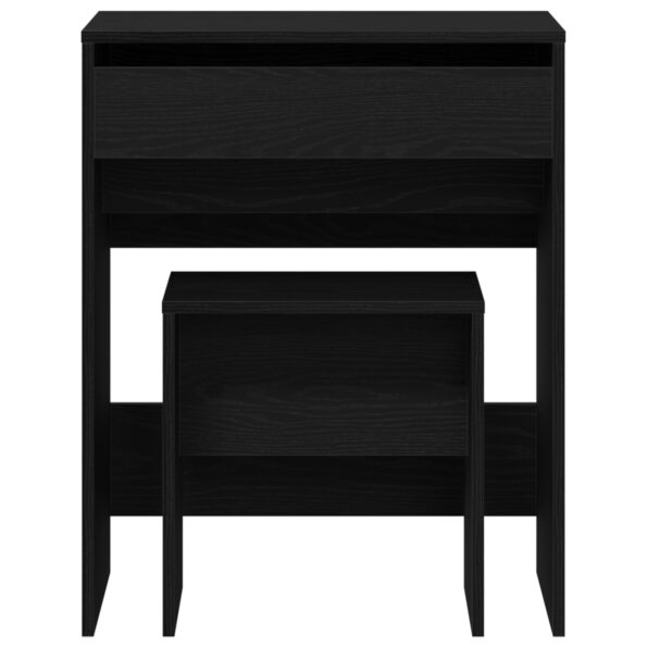 vidaXL Toaletný stolík s zrkadlom čierny dubový drevotrieska – Obrázok 7