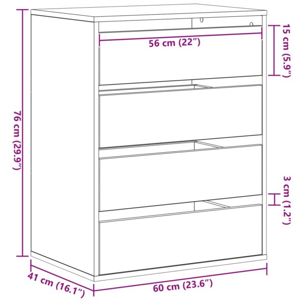 vidaXL Komoda Čierny Dub 60x41x76 cm Drevovláknitá doska – Obrázok 11