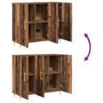 vidaXL Vitrína v starom dreve, 90x34x80 cm, vyrobená z masívneho dreva – Obrázok 11