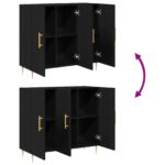 vidaXL Komoda Čierny Dub 90x34x80 cm, z drevotriesky – Obrázok 11