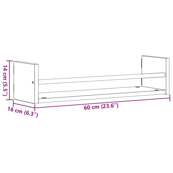 vidaXL Nástenné police 2 kusy Staré drevo 60x16x14 cm Umelý materiál – Obrázok 9