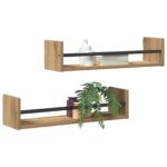 vidaXL Nástenné police 2 ks Remeselný dub 60x16x14 cm Tvorený drevo – Obrázok 3