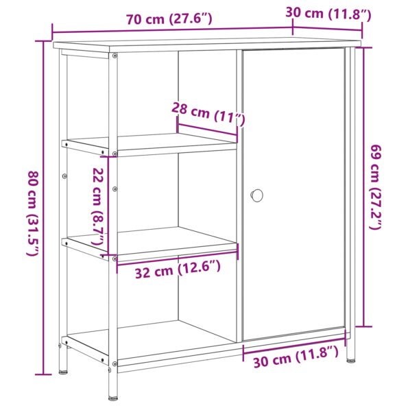 vidaXL Komoda Staré Drevo 70x30x80 cm Zanášané Drevo – Obrázok 11