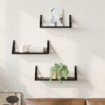 vidaXL 3-dielna polica na stenu čierny dub z drevotriesky