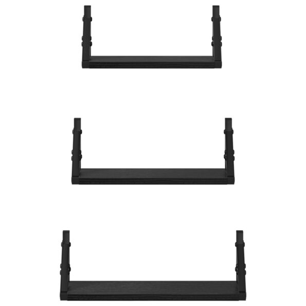 vidaXL 3-dielna polica na stenu čierny dub z drevotriesky – Obrázok 5