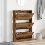 vidaXL Kabinet na topánky Staré drevo 80x21x125,5 cm Zhotovené z drevotriesky