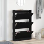 vidaXL Kabinet na topánky Čierna Dub 80x21x125,5 cm Zložené drevo – Obrázok 4