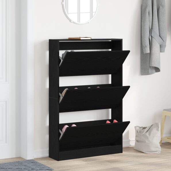 vidaXL Kabinet na topánky Čierna Dub 80x21x125,5 cm Zložené drevo – Obrázok 4