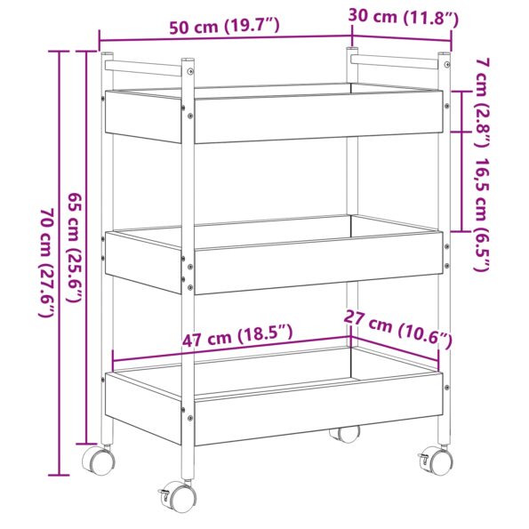 vidaXL Kuchynský vozík Artisan Oak 50x30x70 cm Kompozitné drevo – Obrázok 11