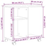 vidaXL Koncový stôl s kolieskami Staré drevo 50x30x55 cm z inžinierovaného dreva – Obrázok 10