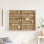 vidaXL Vitrína Kabinet Artisan Dub 100x8,5x75 cm Zložené drevo – Obrázok 4