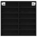 vidaXL Vitrážová skriňa Čierny Dub 60x8,5x58 cm Vyrobené z drevotriesky – Obrázok 6