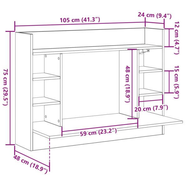 vidaXL Nástenný stôl Staré drevo 105x48x75 cm Kompozitné drevo – Obrázok 10